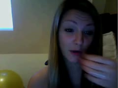 A little webcam wench uses her tight snatch to cram a giant sextoy.